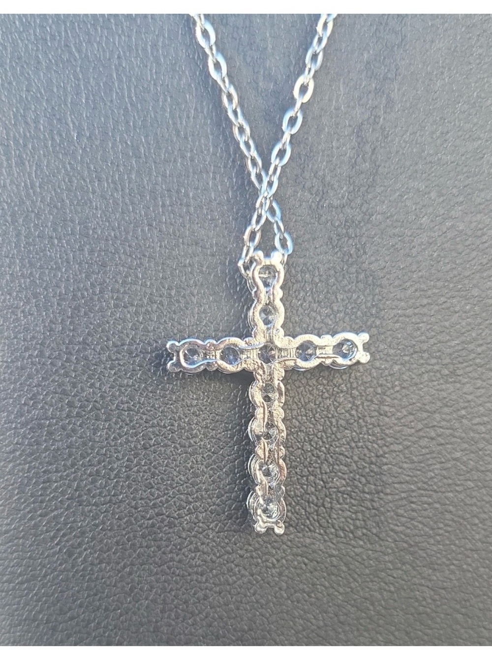 11ct Moissanite 925 Silver Cross Necklace from Nancy's Boutique - Picture 3 of 4